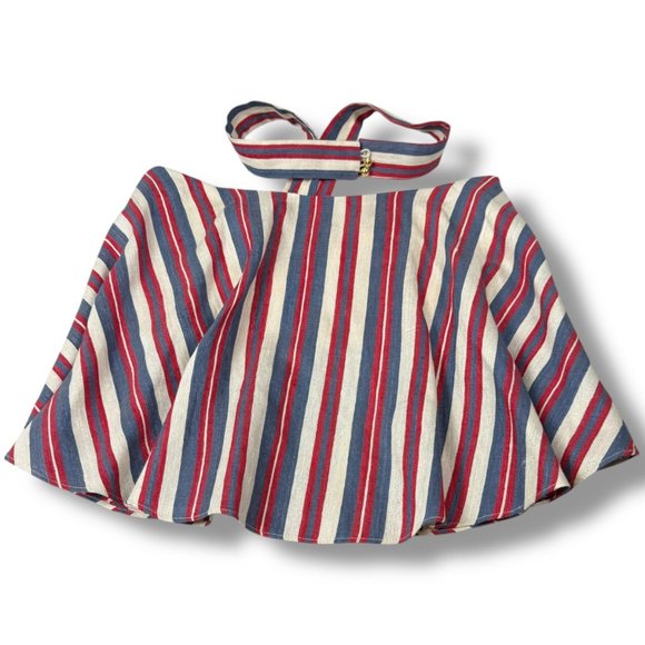 Viva Aviva Excl Halter Top Womens Sz S Multi Striped Raw Silk Cropped Tank - Picture 4 of 7